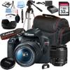 Canon EOS Rebel T7 DSLR Camera w/EF-S 18-55mm F/3.5-5.6 Zoom is II Lens + 32GB Memory + Case + Tripod (20pc Bundle) (Renewed) view 1