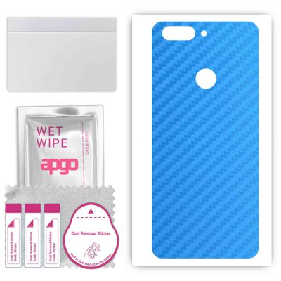 apgo Protective Skin Sticker for The Back Compatible with Lenovo K5 Play, Wrap Film, Foil, Vinyl - Pattern Carbon Blue