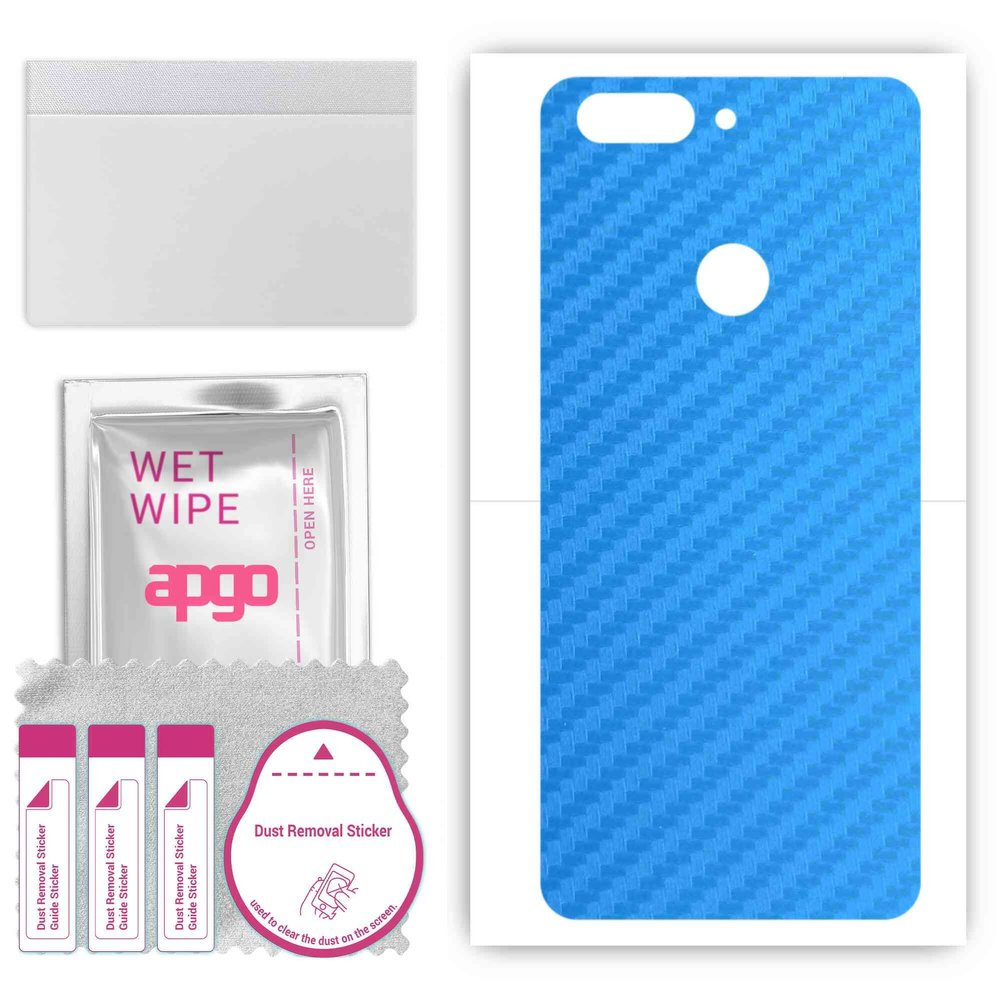 apgo Protective Skin Sticker for The Back Compatible with Lenovo K5 Play, Wrap Film, Foil, Vinyl - Pattern Carbon Blue
