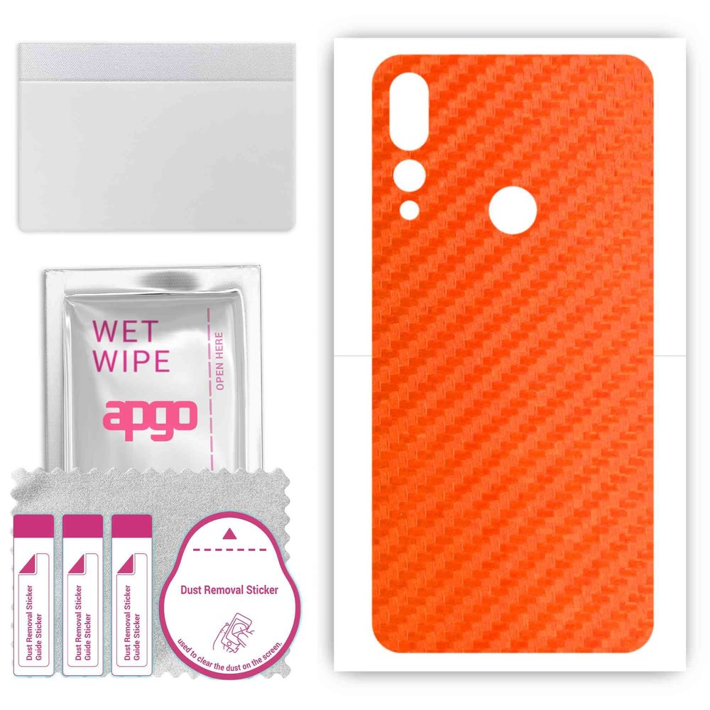 apgo Protective Skin Sticker for The Back Compatible with Umidigi A5 Pro, Wrap Film, Foil, Vinyl - Pattern Carbon Orange