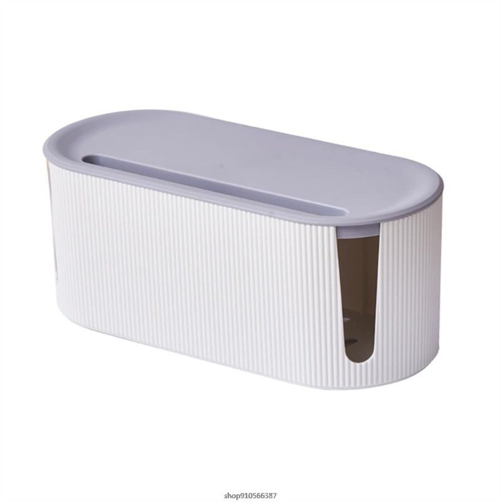 Cable Management Box Cable Management Storage Box with Cover Hollowed Out Plastic Charger Socket Adapter Power Cord Box Suitable for Hiding Cables and Power Sockets Cable Cords Organizer Boxes