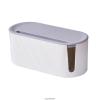 Cable Management Box Cable Management Storage Box with Cover Hollowed Out Plastic Charger Socket Adapter Power Cord Box Suitable for Hiding Cables and Power Sockets Cable Cords Organizer Boxes view 1