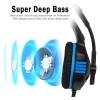 Gaming Het Gaming Headphones Over Ear Headphones for PC Laptop Mac HD Stereo Surround Sound Noise Canceling Mic Soft Memory Earmuffs LED Light 3.5 mm Audio Jack Blue view 4
