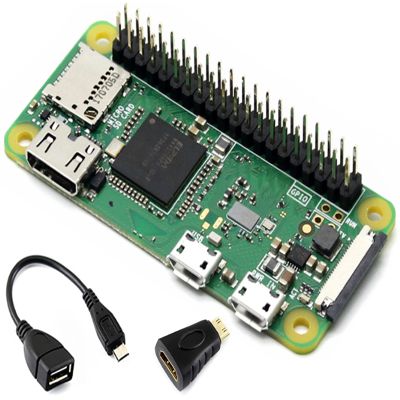 Built-in WiFi and Bluetooth Raspberry Pi Zero WH Package With Pre-Soldered GPIO Headers, Mini HDMI to HDMI Adapter, Micro USB OTG Cable