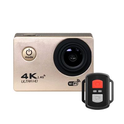 Action Camera Action Camera Ultra HD 4K WiFi Remote Control Sport Camera30m Waterproof Pro Sports DV Helmet Video Recording Camera (Color : H9R Gold)