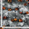 Timeless Treasures Wicked CD1826 Grey Graveyard Pumpkin Garden view 1