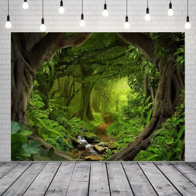 CORFOTO Fabric 12x8ft Nature Green Forest Backdrop Jungle Rainforest Rocky Path Spring Landscape Background for Kids Newborn Baby Shower Camping Birthday Party Decor Men Adults Portrait Photo Props