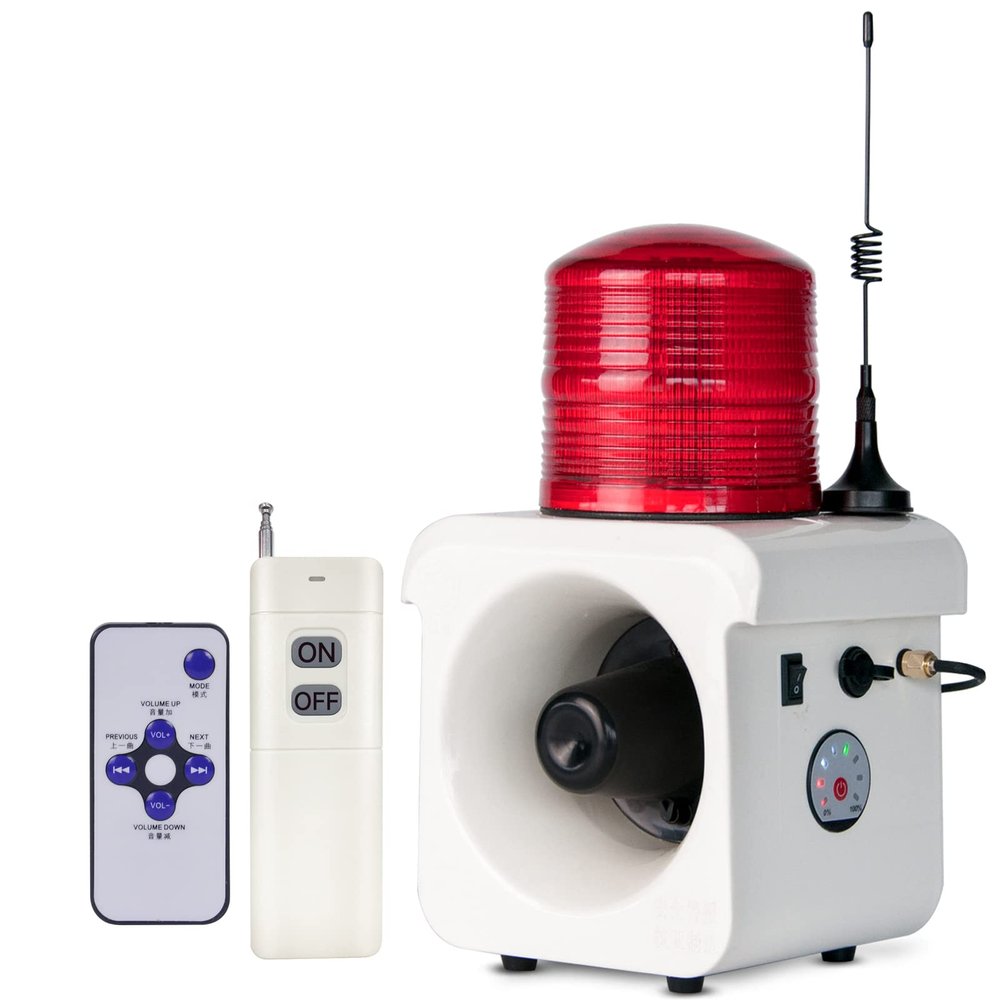 Y DIANS S Wireless Remote Control Alarm Siren 500m Portable Rechargeable 120dB Horn Siren LED Strobe Warning Light with Adjustable Tone and Volume for Factories, Docks, Roads, School AC100V-240V