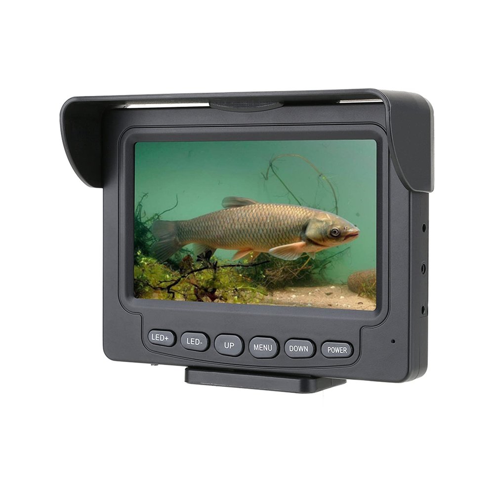 Fish Finders Depth Finders 30M 1200TVL Fish Finder Underwater Fishing Camera 4.3 inch IPS Monitor 10pcs LED Night Vision 195 Degrees Metal Sea Wheel Camera for Boat Kayak Sea Fishing