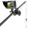 Fish Finders Depth Finders 30M 1200TVL Fish Finder Underwater Fishing Camera 5 inch Monitor 10pcs LED Night Vision 195 Degrees Metal Sea Wheel Camera for Boat Kayak Sea Fishing (Color : Black) view 2