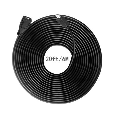 xsdtech Micro USB Male to Female Charging Cable 20ft Black, Compatible with Zmodo Surveillance Camera, Wyze Cam, Blink, Echo, Xbox, PS4, Yi, Oculus Go and More