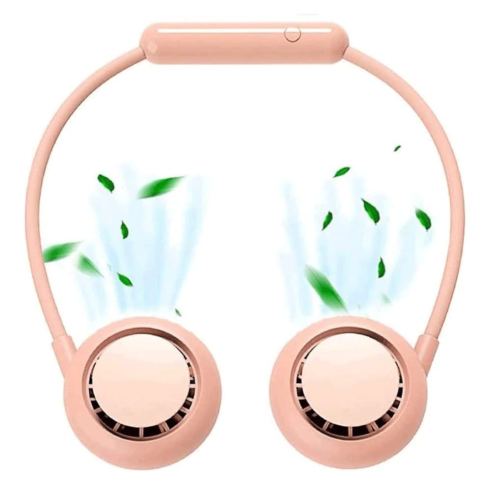 RMENST Portable Neck Fan, Personal Neck Fan, 3 Speeds Adjustable Neck Fan, USB Rechargeable, for Office Camping Sports Travel (Color : Pink)