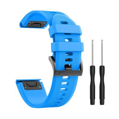 Compatible 26mm Soft Silicone Watch Band for Fenix 5X/6X/7X Plus/Pro, Tactix, Descent MK1, D2 Delta PX/Charlie (Sky Blue)