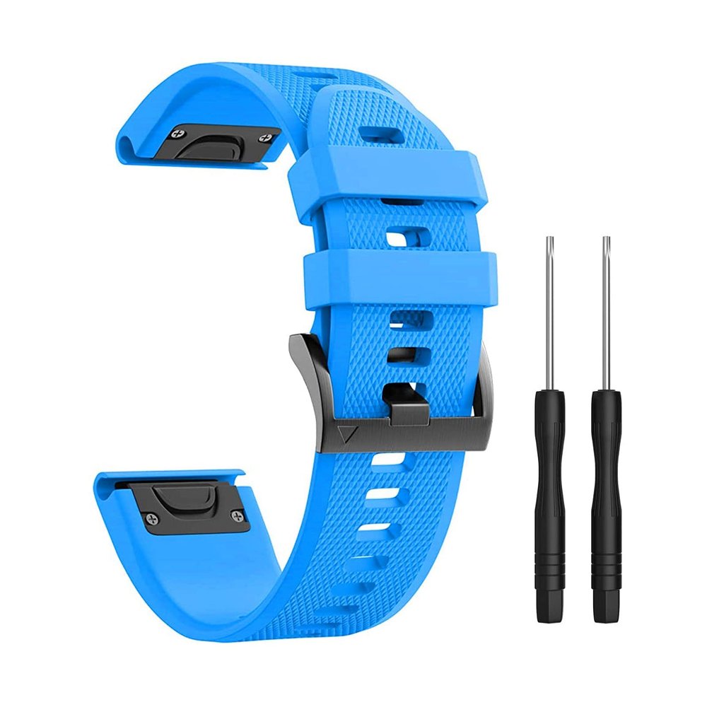 Compatible 26mm Soft Silicone Watch Band for Fenix 5X/6X/7X Plus/Pro, Tactix, Descent MK1, D2 Delta PX/Charlie (Sky Blue)