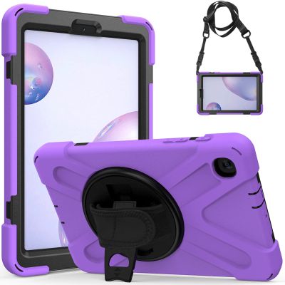 Case for Samsung Galaxy Tab A 8.4 (SM-T307/SM-T307U) 2020 Release, Heavy Duty Rugged Protective Cover with 360 Rotating Kickstand & Hand Strap, Shoulder Strap,Purple