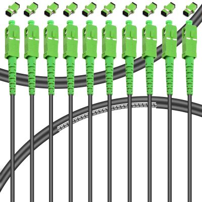 Bangun 10-Pack - 5m SC/APC to SC/APC Fiber Optic Internet Cable, Armored Single Mode Patch Cable, Fiber Optic Jumper Optical Patch Cord - SIMPLEX - 9/125um - OS1/OS2 Compatible, LSZH Black