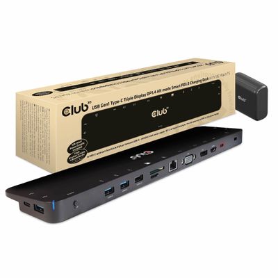 Club 3D USB Gen1 Type-C Triple Display Dp1.4 Alt Mode Smart, W128563273 (Display Dp1.4 Alt Mode Smart Pd3.0 Charging Dock with 100 Watt Power Supply)