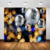 BELECO 8x6ft Fabric Disco Theme Backdrop Silver Disco Ball Golden Bokeh Glitter Lights Background 70s 80s Music Party Decorations Birthday Photoshoot Studio Props view 1
