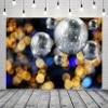 BELECO 8x6ft Fabric Disco Theme Backdrop Silver Disco Ball Golden Bokeh Glitter Lights Background 70s 80s Music Party Decorations Birthday Photoshoot Studio Props view 3