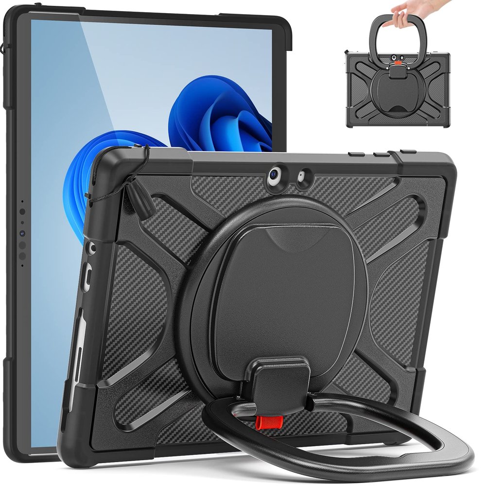 Case for Microsoft Surface Go 3 2021/ Surface Go 2 2020/ Surface Go 2018, Heavy Duty Shockproof Case with 360Rotating and 180Folding Stand, Compatible with Type Cover Keyboard