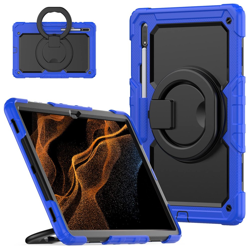 Case for Samsung Galaxy Tab S8 Ultra 14.6 inch 2022 (SM-X900/SM-X906), Heavy Duty Rugged Shockproof Drop Protection Case with 360Rotating and 180Folding Stand, Shoulder,G
