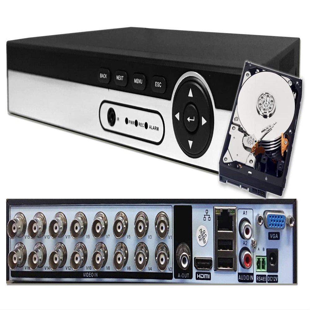 Sikker Standalone 16 Channel CCTV DVR Video Recorder with 3TB Hard Drive pre-Installed Support 5MP/4MP/1080P AHD/TVI/960H Analog Camera Home/Business Surveillance Security System