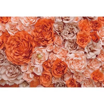 Baocicco 10x8ft Orange Rose Backdrop for Party Rose Gold Rose Floral Paper Flower Wall Photography Background Happy Mother's Day Birthday Bridal Shower Decorations Photographer YouTube Studio Props