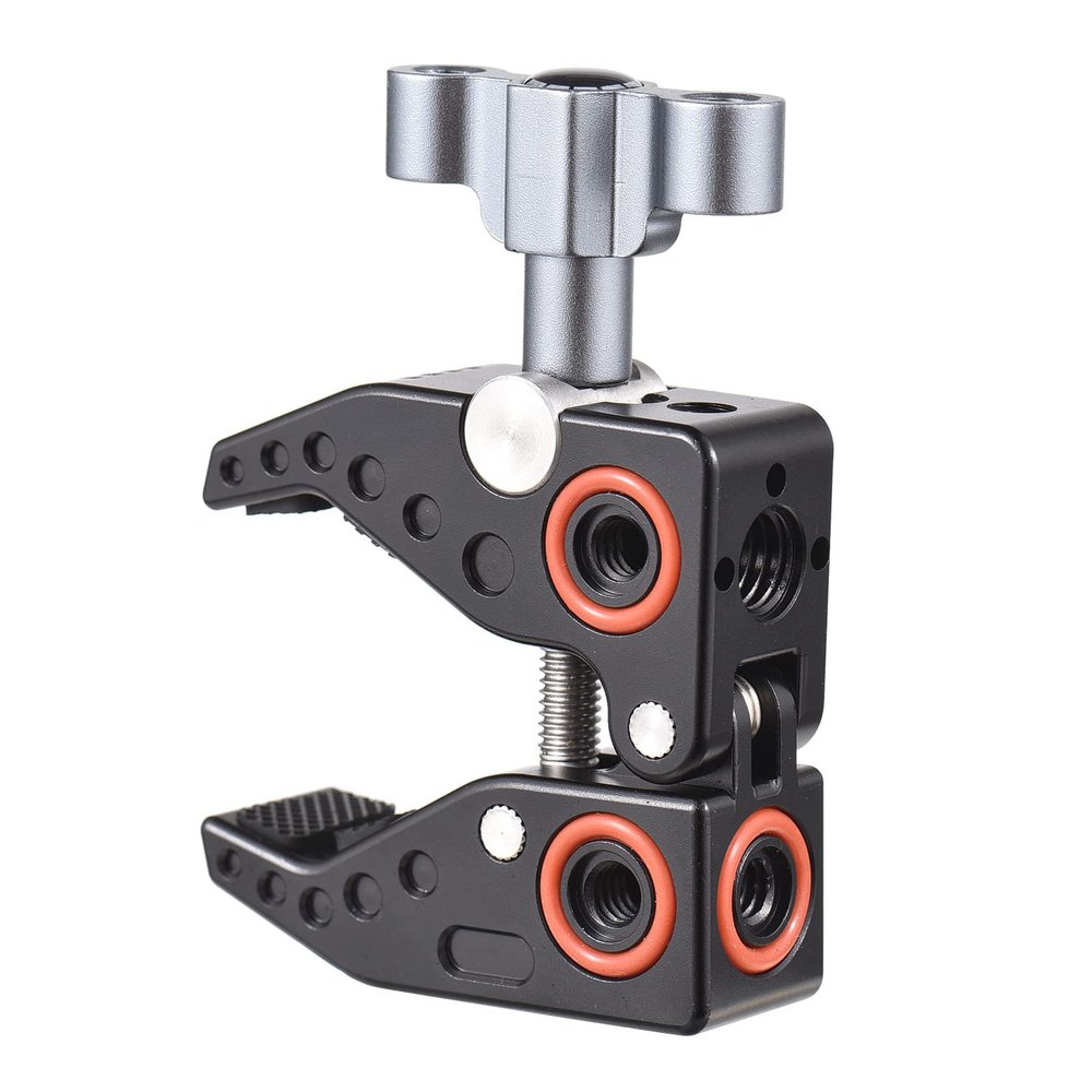 Andoer Super Clamp for Monitor LED Lights Flash Microphone Aluminum Alloy C Clamp for Camera with 1/4" and 3/8" Screws Photography Accessories Load Capacity 3kg