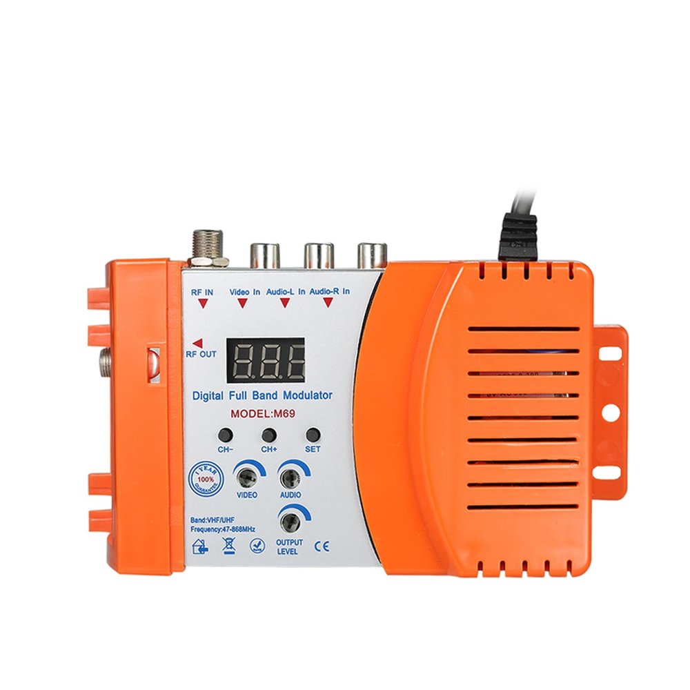 Modulator RF Converter, Weytoll Compact RF Modulator, Audio Video TV Converter, Demodulator Adapter w/Antenna in/Out & Channel Switch RHF UHF Signal Amplifier AC120V