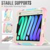 Case Cover Kids Colour Heavy Duty Shockproof TPU Case Compatible with iPad Mini 6 8.3 inch2021 Case,360 Degree Rotating Handle Stand Bracket W Screen Protector+Shoulder Strap Tablet Cover ( Color : view 4