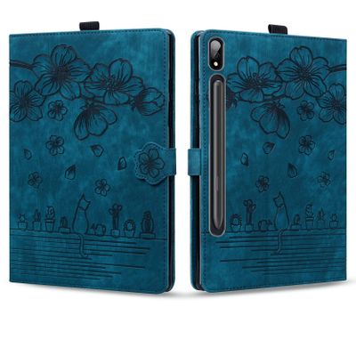 Case Cover Compatible with Samsung Galaxy Tab S7 FE 12.4 2021 SM-T730 SM-T736 & Galaxy Tab S7 Plus Case 12.4 2020 SM-T970 SM-T975 Shockproof PU Leather Embossed Folding Stand Protective Cover Flip Cas