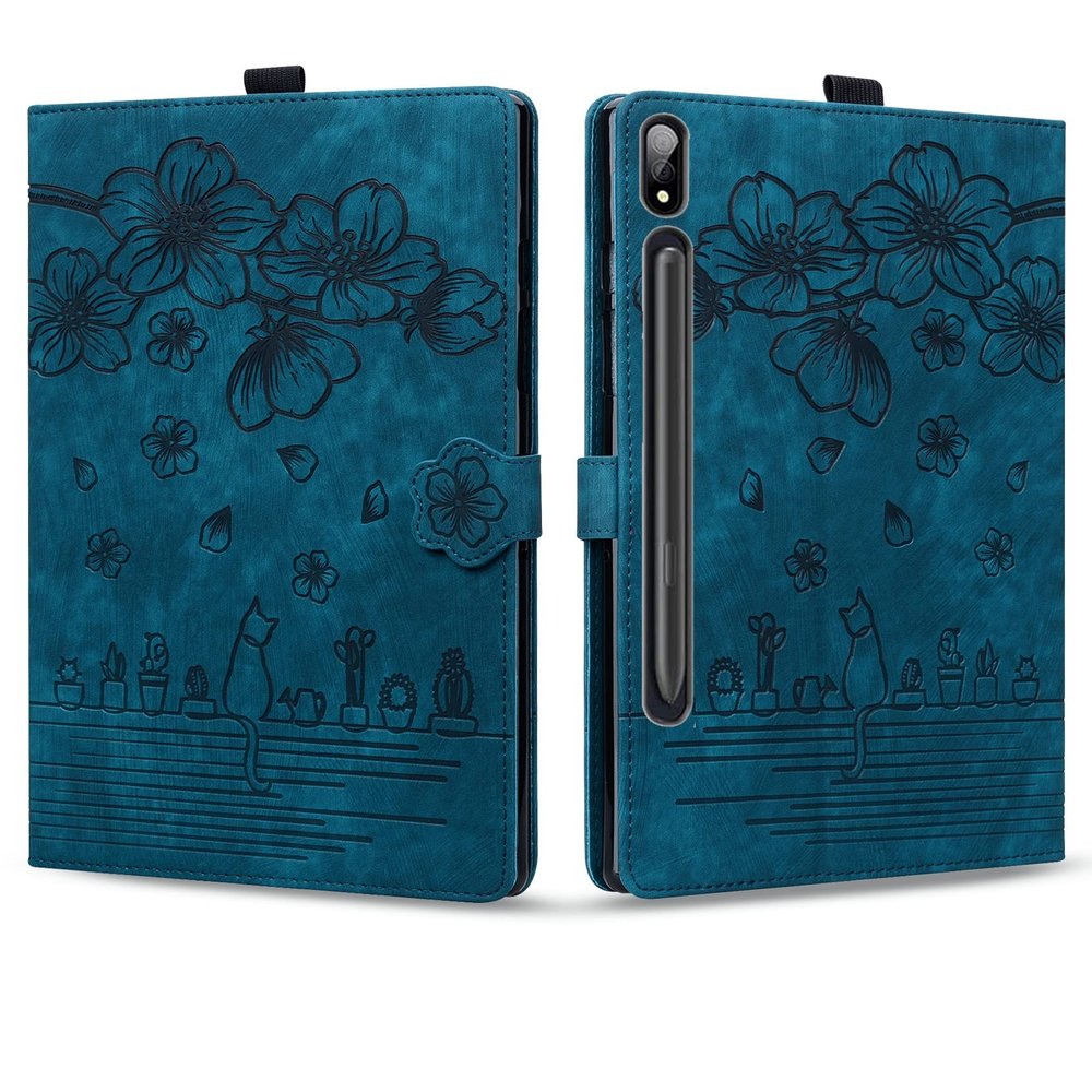 Case Cover Compatible with Samsung Galaxy Tab S7 FE 12.4 2021 SM-T730 SM-T736 & Galaxy Tab S7 Plus Case 12.4 2020 SM-T970 SM-T975 Shockproof PU Leather Embossed Folding Stand Protective Cover Flip Cas