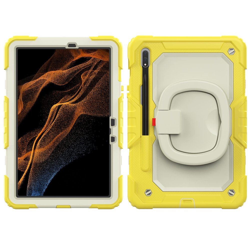 Case Cover Kids Colour Heavy Duty Shockproof TPU Case Compatible with Samsung Galaxy Tab S7 11 inch T870/T875 (2020)/Tab S8 X700/X7062022Case,360 Degree Rotating Handle Stand Bracket W Screen Protec