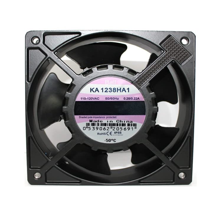 AC110-120V 0.28/0.22A KA1238HA1 12038 12cm 2-pin All-Metal high-Temperature Resistant Cooling Fan