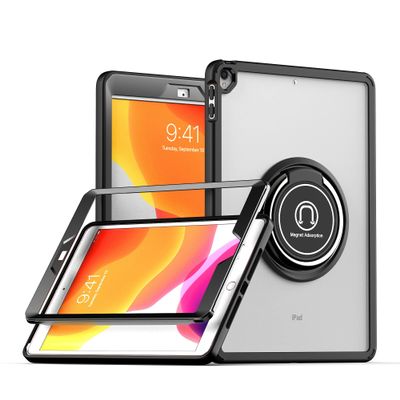 SGTD Case Cover Lightweight Case Compatible with iPad 10.2 inch2019/2020/2021,Rugged Military Grade Shockproof Case with 360 Swivel Stand TPU Back Cover Tablet Cover (Color : Black)