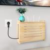 TRUKD HUALU Router Shelf Wooden Router Shelf Wall Mount WiFi Router Storage Box Modem Cable Router Cover Organized Power Strip Cable Management Hider Rack Need Assembly view 3