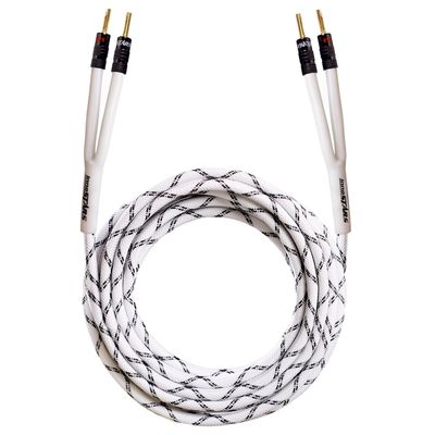 InnoStars 12AWG HiFi Speaker Wire with Dual Gold Plated Banana Plugs (3 Feet), Premium Heavy Duty Braided, 99.99% Oxygen-Free Copper (OFC) - White, 3ft