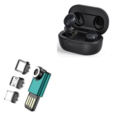 BoxWave Cable Compatible with FiiO FW1 - MagnetoSync mini Adapter, Magnet Charging Cable USB Type-C Micro USB - Teal