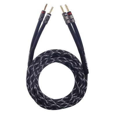 InnoStars 12AWG Premium Heavy Duty Braided Speaker Wire (15 Feet) with 24K Dual Gold Plated Banana Plug Tips - 99.99% Oxygen-Free Copper (OFC) Construction, Black