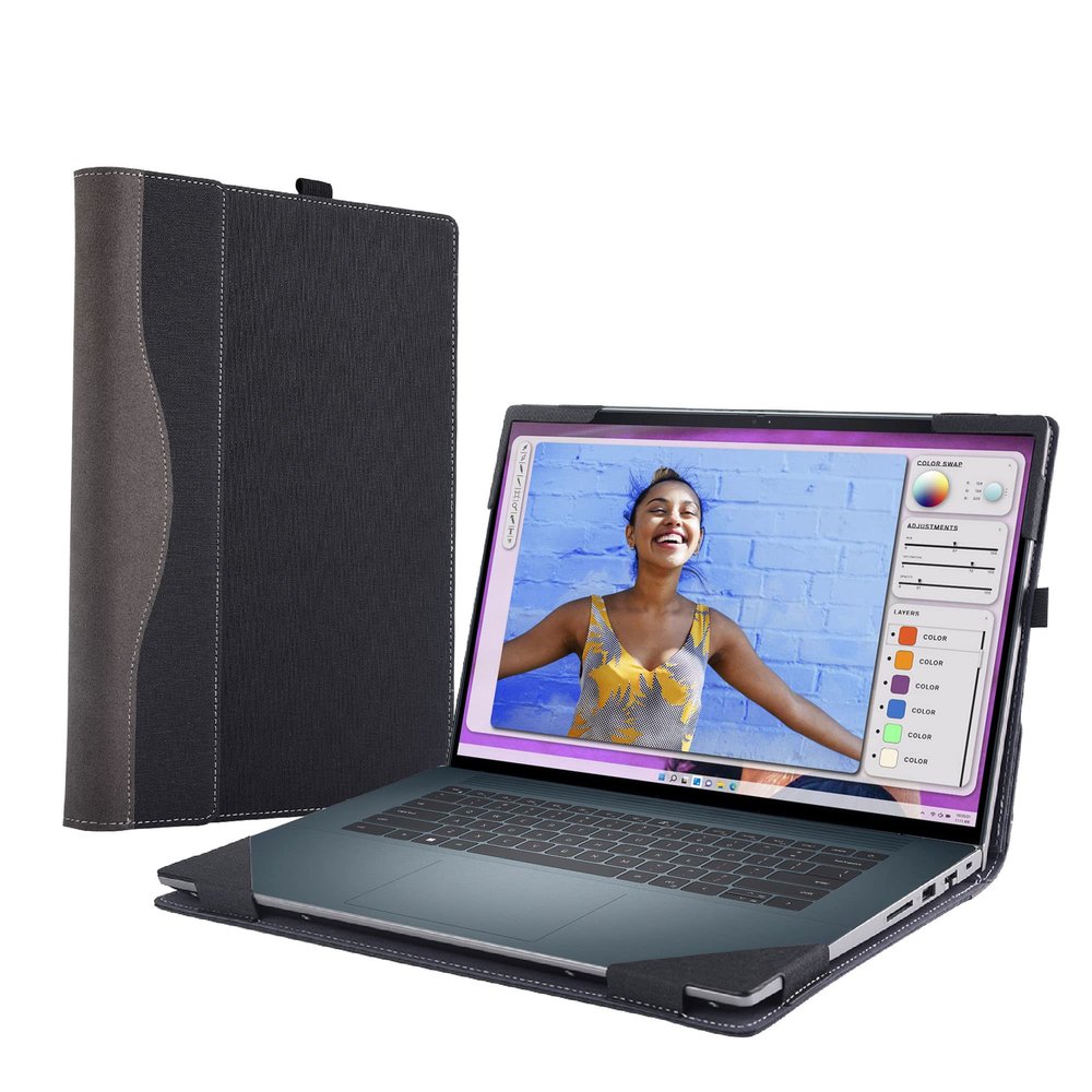 2023 Laptop Cover for Dell Inspiron 16 Plus 7630 7620 7610 Pro 5620 5630 5625 Case for Vostro 5630 5620 7620 [Not Other Models] Detachable Notebook Sleeve Computer Bag Protective PU Leather (Black)