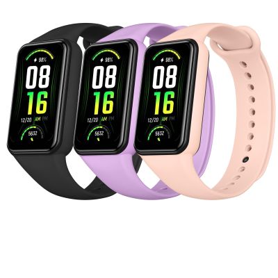 Amzpas TPU Bands for Amazfit Band 7 Fitness & Health Tracker, 3 Pack Soft Breathable Wristband, Adjustable Replacement Sportt Strap for Women Men