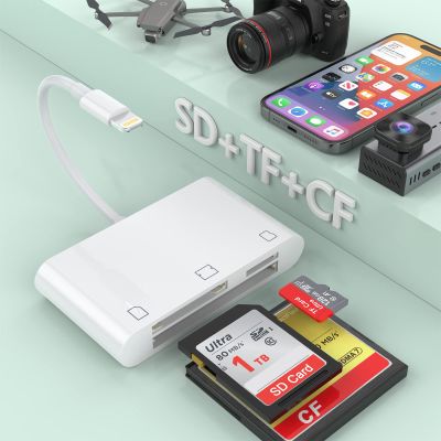 3-in-1 Lightning to CF/SD/Micro SD Card Reader for iPhone iPad,3-Slot Apple Compact Flash Memory Card Reader Adapter,Trail Game Digital Camera Viewer for iPhone 14/13/13 Pro/12/12 ProMFI Certified