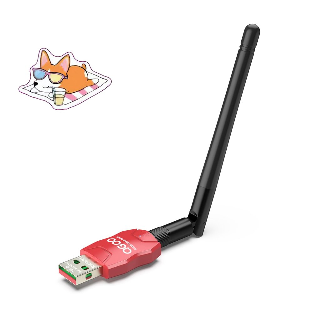Class 1 Long Range Bluetooth Adapter for PC, QGOO USB Bluetooth Adapter for PC 5.3+EDR, Dongle Receiver Support Windows10/8.1/8/7red-252