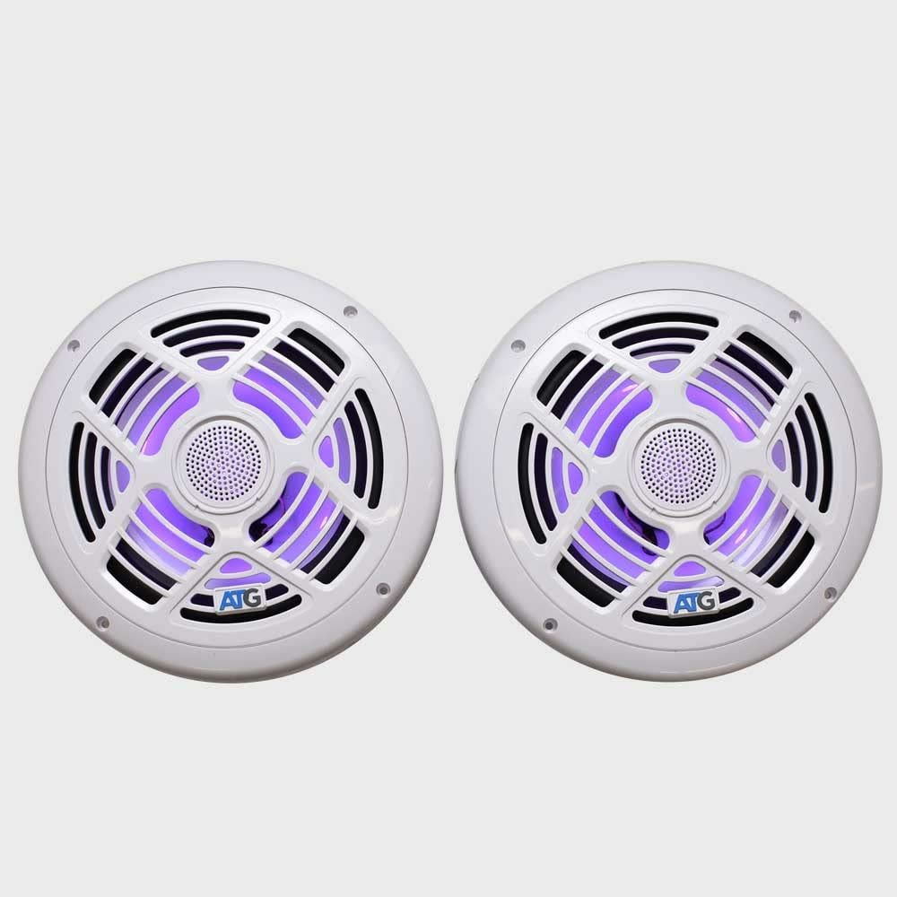 ATG Boat 2 Way Marine Speakers ATG8MRGB-W | 8 Inch RGB White (Pair)