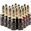 FosPower Banana Plugs 10 Pairs / 20 pcs, Closed Screw 24K Gold Plated Speaker Plug Connectors for Speaker Wire, Wall Plate, Home Theater, Audio/Video Receiver, Amplifiers and Sound Systems view 1
