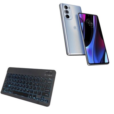 BoxWave Keyboard Compatible with Motorola Edge (2022) - SlimKeys Bluetooth Keyboard - with Backlight, Portable Slim LED 7 Colors - Jet Black