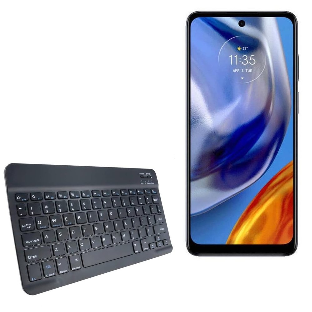 BoxWave Keyboard Compatible with Motorola Moto E32 (India) - SlimKeys Bluetooth Keyboard, Portable Thin with Chiclet-Style Keys - Jet Black