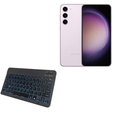 BoxWave Keyboard Compatible with Samsung Galaxy S23 - SlimKeys Bluetooth Keyboard - with Backlight, Portable Slim LED 7 Colors - Jet Black