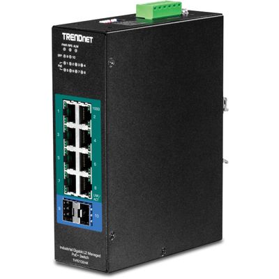TRENDnets TI-PG102i-M, 10-Port Industrial Gigabit L2 Managed PoE+ DIN-Rail Switch 24 57V (RENEWED)