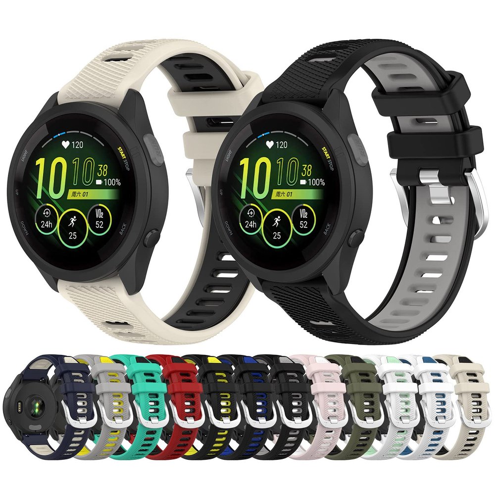 Xkravo Silicone Watchband Compatible with Garmin Forerunner 255/265/255S/265S, Watch Band Replacement Strap Bracelet (for Forerunner 265/255, 12 Packs)